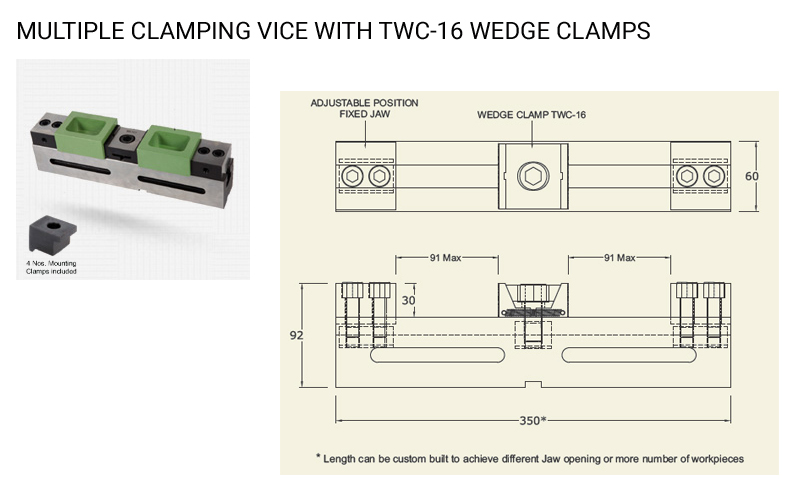 MULTIPLE CLAMPING VICE WITH TWC-16 WEDGE CLAMP
