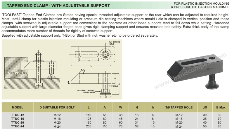 Tapped End Clamp - With Adjustable Support