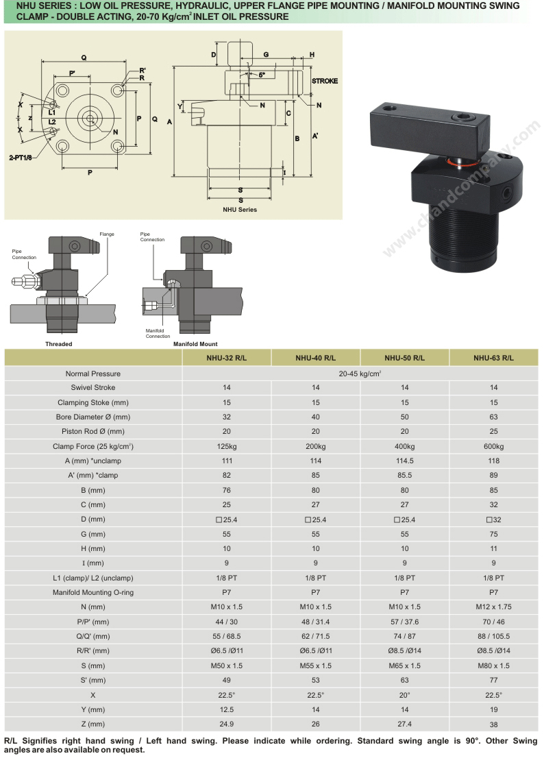 LOW OIL PRESSURE, HYDRAULIC, UPPER FLANGE PIPE