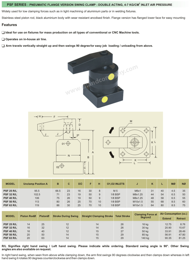 PNEUMATIC FLANGE VERSION SWING CLAMP